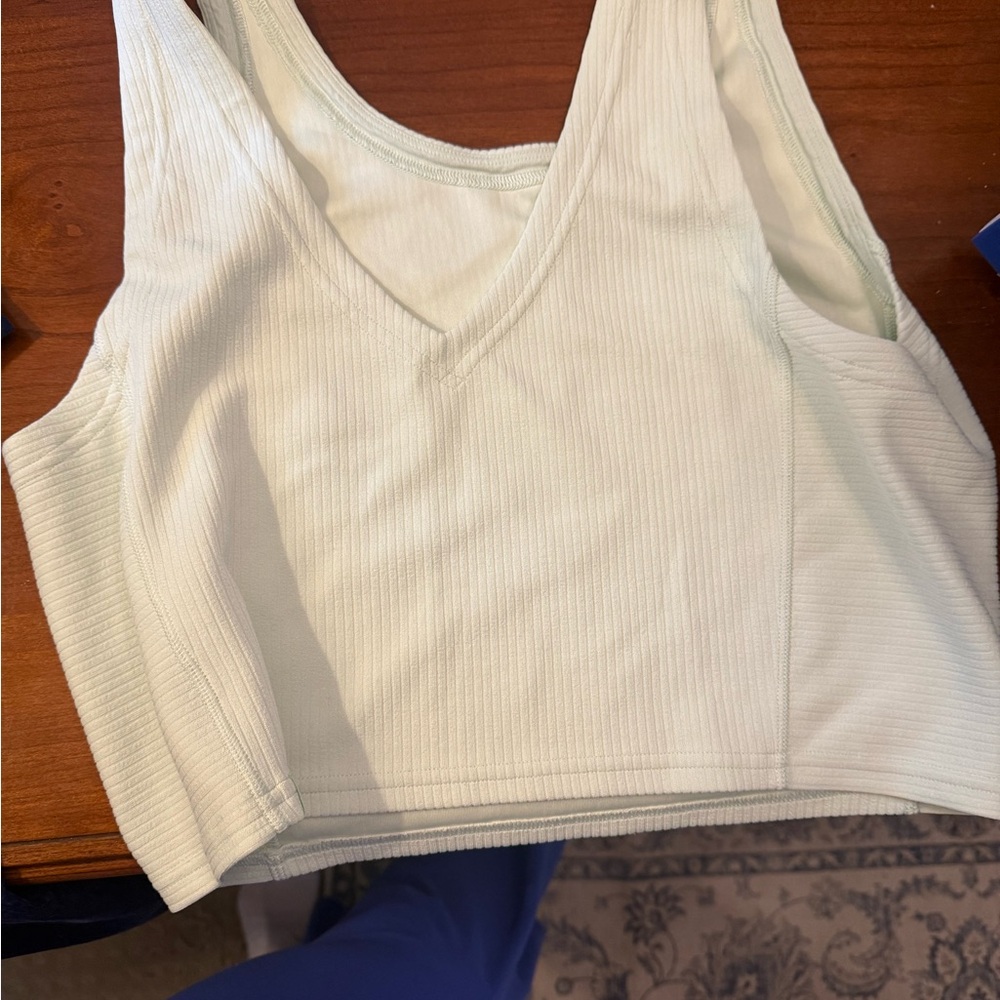 Lululemon Light Green Ribbed Crop Top. Size 10.